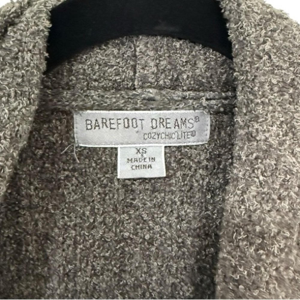 Barefoot Dreams CozyChic Lite Cardigan XS Taupe Open Front Soft Luxe Knit - Picture 4 of 6